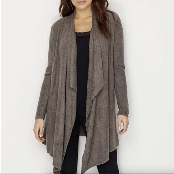 BAREFOOT DREAMS Bamboo Chic Lite Calypso Wrap Cardigan Size 2X Chocolate Brown - Picture 1 of 12